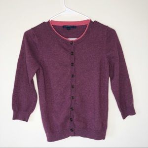 Boden Raspberry Purple 3/4 Sleeve Cardigan